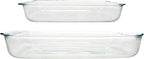 Pyrex Basics Clear Glass Oblong Baking Dish Set, 2-Piece Value Pack (3-Quart & 2-Quart) - Oven, Microwave and Dishwasher Safe, Perfect for Casseroles, Deserts, Food Preparations and so much More - Made in USA