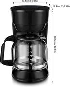 12-Cup Coffee Maker with Easy On/Off Switch, Easy Pour, Non-Drip Carafe with Removable Filter Basket,Keep Hot Plate,Clear Water Level Window Coffee Machine, Black (Black)