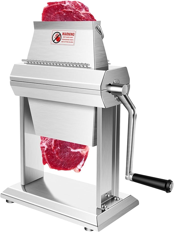 YBSVO Commercial Meat Tenderizer Machine - Heavy Duty Stainless Steel Manual Cuber with 40 Sharp Blades - Hand Crank Steak & Venison Tenderizing Tool for Butchers, Hunters & Kitchens (7" Wide Feed)