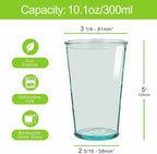 COURONNE CO. Clear Recycled Drinking Glass Tumbler, Perfect for Cocktails, Refreshments & Everyday Use, Restaurant Grade, Crafted without lead-based materials (10.1 Oz, Verra), Pack of 6