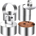 DATANYA Cake Ring Molds 4 Inch Stainless Steel Round Food Ring Dessert Mousse Molds Cooking Rings with Pushers for Pastry Baking (6 Rings and 2 Pushers)