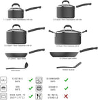 Amazon Basics Hard Anodized Non-Stick 12-Piece Cookware Set, Pots, Pans and Utensils, Black