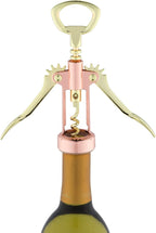 Twine Winged Corkscrew Wine Opener, Versatile Bottle Opener for Beer and Soft Drinks, Stainless Steel with Ergonomic Handle and Sharp Screw for Bartenders, Home Bar, Kitchen, Set of 1, Copper and Gold