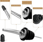 120 Pack Stainless Steel Bottle Pourers Tapered Liquor Pourers with Rubber Dust Caps Tapered Pour Spouts for Liquor Bottles Vinegar Bottle Dispenser for Wine Oil Beer Drink Water Bar Supplies