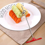 2 Pack Red Manual Vegetable Spiral Knife Kitchen Tool - Stainless Steel Screw Slicer for Carrots - Cucumbers, Zucchini, Potatoes, Apples, Salad Chopper & Fruit Corer Spiralizer (6.5 inches)