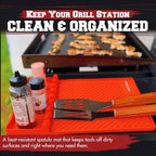 Kitchen Perfection Silicone Grill Mat for Blackstone Griddle Accessories - Silicone Tools & Spatulas Mat with Drip Pad - Keeps Your Griddle Clean and Your Utensils Organized - Great BBQ Gift