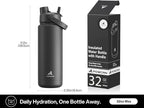 POWCAN 32 oz Insulated Water Bottle with 2-in-1 Straw and Spout Lid, Keep Cold 24H, Leak-Proof, BPA-Free, Double Wall Stainless Steel Water Bottle for Sports, Gym, Travel and School (Moonlight Garden)