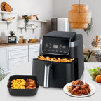 BYKITCHEN Air Fryer Silicone Liners for Ninja Air Fryer Pro 5 QT AF141, Ninja AG301, Cosori 5QT/6QT & Other 4.5-6.5 QT Airfryer, 8.5in Square Air Fry Liners, Airfryer Accessories(Set of 2)