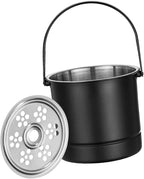 Ice Bucket Wine Cooler Bucket Stainless Steel Wine Chiller Handles Filter Plate Parties Gold (Black)