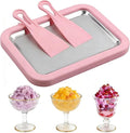 Rolled Ice Cream Maker, New Homemade Ice Cream Roller Maker, Instant Ice Cream Maker, DIY Fun Family Activity Rolled Ice Cream Tray for Yogurt, Sorbetand and Gelatod with 2 Scrapers(Pink)