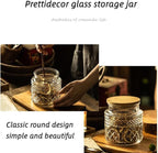 Prettidecor Glass Storage Jar, 38 FL OZ, Food Canisters with Bamboo Lid, Kitchen Containers Decorative Airtight Glass Jars For Cereal Nuts Snack Candy Cookies Coffee Tea