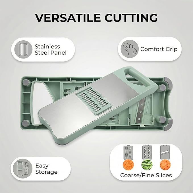 NACOLUS 3-Blade Mandoline Slicer for Kitchen,Stainless Steel Slicer Vegetable Cutter, Carrot Shredder, Kitchen Grater(Seafoam green, 3-in-1)