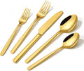 KINGSTONE Gold Silverware Set, 40 Piece Flatware Cutlery Set for 8, 18/10 Stainless Steel Silverware Mirror Polished Dishwasher Safe for Home, Restaurant, Wedding, Party(Gold, 40 pieces for 8)