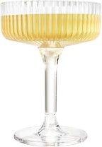 Premium ACRYLIC Champagne Tower Kit | 20 Stackable 7 oz Plastic Coupe Flutes | Reusable & Shatterproof Clear Plastic Glasses for Wedding Receptions, Birthday Parties, and Special Events, Clear Tall