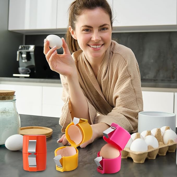 Egg Shell Opener, 2025 New Egg Cracker Tool for Raw Eggs, Stainless Eggs Peeling Tool Kitchen Gadgets, Eggshell Breaker for Hard Boiled Eggs (Orange)