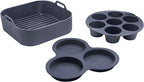 Gourmia Air Fryer Accessories Set - 3 Piece Silicone, Liner, Egg Bite Cooker, 7-Hole Cupcake Mold, BPA-Free, Nonstick, Heat Resistant 445°F, Dishwasher Safe, Food Grade