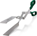 Shark BBQ Grill Tongs - 17 inch (Green). Professional steak grilling utensil. Long-reach Barbeque Tong. Ideal for steak, fish, burger, and sausage