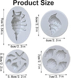 4 PCS Marine Theme Cake Fondant Silicone Mold Seashell Conch Starfish Baking Molds for DIY Cake Decoration Chocolate Candy Polymer Clay Crafting Projects