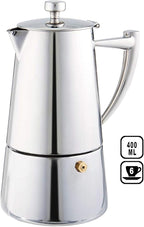 Cuisinox Roma Stovetop Espresso Maker COF-6R, Stainless Steel Coffee Percolator Stovetop, Heat-Resistant & Non-Reactive, 6-Cup Italian Espresso Maker Easy to Clean, Durable Stove Top Percolator