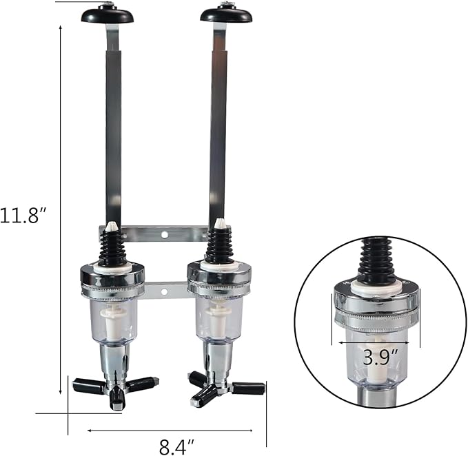2 Bottle Wall Mounted Liquor Dispenser Bar Butler Bracket Solo Optic Spirit Wine Beer Alcohol Bottle Beverage Stand Revolving Nozzle Drinkware Set