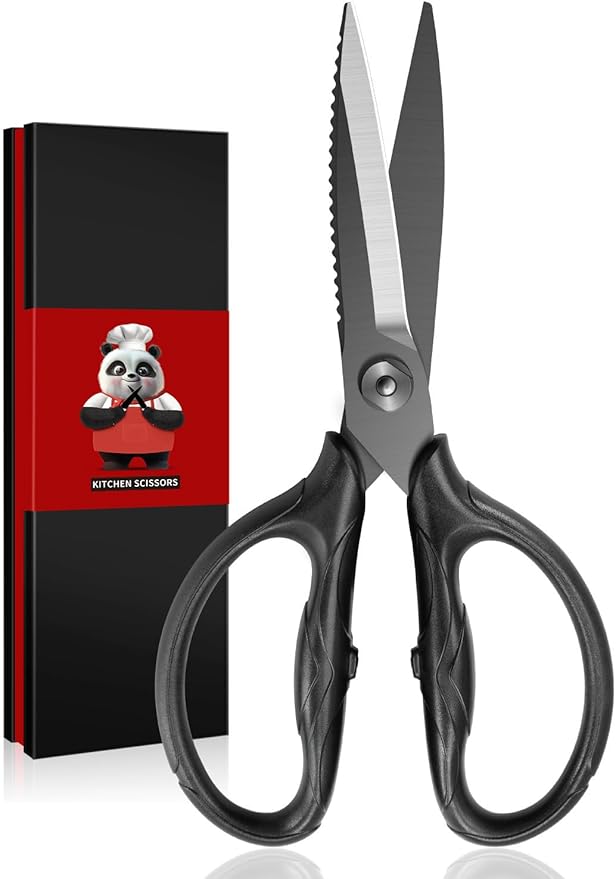 SHAN ZU 8.4" Titanium Heavy Duty Kitchen Scissors - Japanese 5Cr15MoV Stainless Steel Shears, All Purpose Detachable Shears for Meat/Herbs/Poultry, Dishwasher Safe, Gift Box Included (Black)