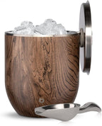 Snowfox Plus - Insulated Ice Bucket with Lid/Scoop, Premium Vacuum Insulated Stainless Steel Ice Buckets for Parties, Ice Box, Home Bar Accessories, Parties Supplies, Bar Decor, 3L, Dark Walnut