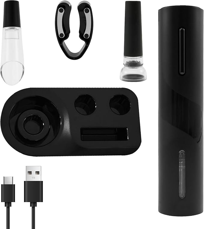 4Pcs ABS Automatic Wine Bottle Opener Electric Bottle Opener Electric Wine Opener Rechargeable Electric Corkscrew Wine Opener Extended Life with Storage Base for Wine Bottles Wine Gifts