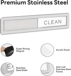 KitchenTour Dishwasher Magnet Clean Dirty Sign, Premium Stainless Steel Clean Dirty Magnet for Dishwasher Funny, Strong Magnet Non-Scratch Dishwasher Sign Kitchen Decor and Accessories