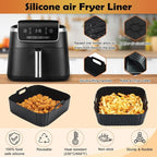 BYKITCHEN Air Fryer Silicone Liners for Ninja Air Fryer Pro 5 QT AF141, Ninja AG301, Cosori 5QT/6QT & Other 4.5-6.5 QT Airfryer, 8.5in Square Air Fry Liners, Airfryer Accessories(Set of 2)