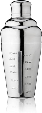 True Vista Stainless Steel Cocktail Shaker with Measurements for Cold Brew Cocktails, Whiskey Sour, Espresso Martini Shaker, Home Bar Essentials, Bar Cart Accessories, Bartender Gifts, 14oz, Set of 1