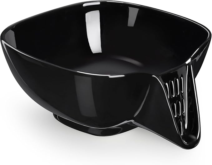 NiHome Ceramic Food Strainer with Integrated Drain Spout, Large Capacity Colander Bowl for Vegetables, Fruits, Pasta & More, Heat-Resistant, Crack-Proof, Easy to Clean, Dishwasher-Safe (Black)