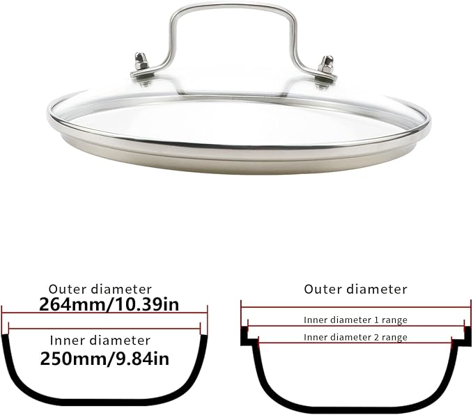Antrader Tempered Glass Lid,10" Glass Covers for Pots,Pans and Skillets,1Set,Clear