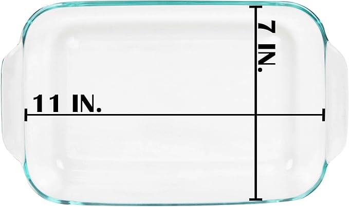Pyrex 232 Basics Square Glass Baking Dish, 2-Quart (13inx7.75inx2.5in) Clear Glass Oven Bakeware – Perfect for Sweet Rolls, Brownies, Cakes and so much More - Made in the USA