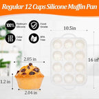 CAKETIME Silicone Muffin Pan, Metal Reinforced Frame Regular Size 2.8 Inch Cupcake Pan with Handle 12 Cups Nonstick Muffin Tray for Baking BPA Free 1 Pack Confetti