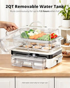 AIRMSEN Glass Food Steamer for Cooking - 8.5QT Vegetable Steamer with 2-Tier Stainless Steel Trays, 1200W Super Fast Heating for Veggies, Seafood & Rice, BPA-Free