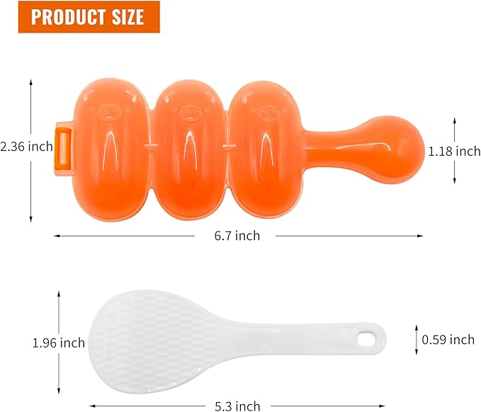 Rice Ball Maker Mold & Sushi Maker 2 Riceball Shaker and 2 Rice Paddle - Easy to Use Rice Ball Mold Shaker for Perfect Onigiri and Sushi - Fun Kitchen Tool-Blue&Red