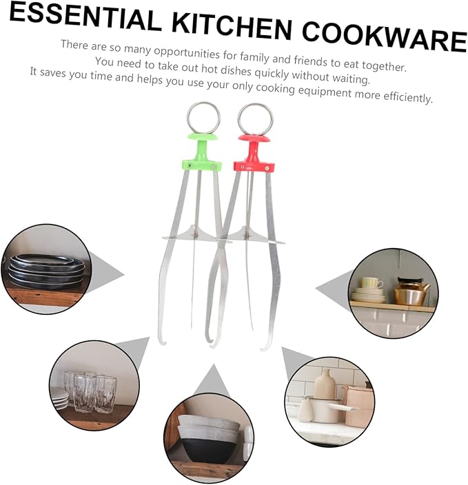 5pcs Anti-Scald Bowl Gripper Clip Set Heat Resistant Metal Hot Plate Lifter Kitchen Cooking Tool for Safe Serving and Handling of Hot Dishes Random Color