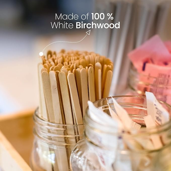 Coffee Stirrers Disposable Wooden Coffee Stir Sticks, 7-inch Large Stir Sticks, 1000 Wooden Coffee Stirrers, Round-End Wooden Stir Sticks for Coffee, Birchwood Swizzle Sticks for Coffee
