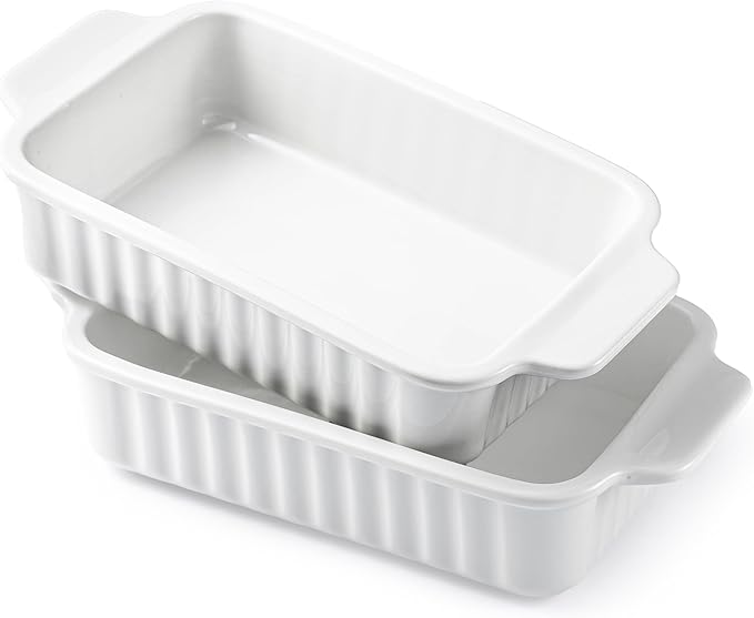 Small Casserole Dishes for Oven - 30 Oz Ceramic Baking Dish with Handles - 9x5 Rectangular Mini Bakeware for Lasagna, Au Gratin, Meal Prep - Portion Control & Personal Serving, Set of 2