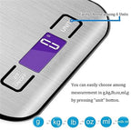 Kitchen Scale 10kg/1g Precision Electronic Food Scale for Cooking and Baking Measuring Tools Stainless Steel Balance LCD Display