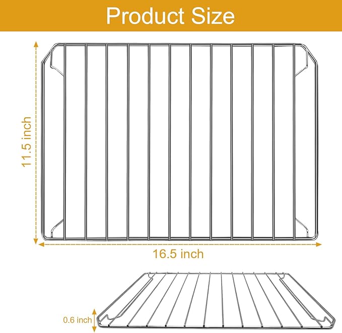 Countertop Toaster Oven Accessories for BLACK DECKER 8 Slice Extra Wide Convection Toaster Oven, 16.5×11.5 IN Stainless Steel Toaster Oven Replacement Parts Baking Rack Wire Rack