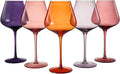 Khen Sunset Colored Crystal Wine Glass Set of 5, Large 20 OZ Glasses, Bright Italian Style Tall Stemmed Drinkware for Red & White Wine, Water Dinner Glasses, Color Beautiful Glassware - (Stemmed)