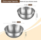 Gronivex Stainless Steel Mixing Bowls Set of 2 (4.2 & 5.3 Qt), Food Grade 304, Dishwasher Safe, Stackable Nesting Bowls for Baking, Salad Prep & Cooking