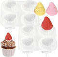2 Set 4 Cavity 3D Strawberry Chocolate Mold Fruit Resin Molds Scented Candle Making Molds Strawberry Silicone Mold for Baking Dessert Molds Ice Cube Jello Cake Chocolate Truffle Mold Pastry