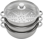 3-Tier Food Steamer Pot for Cooking - 12.8in Stainless Steel Steamer w/Lid Cookware For Vegetable,Dumpling, Crab, Stock