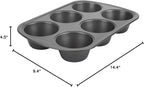 GoodCook Everyday Nonstick Steel Jumbo Texas Muffin Pan,6-cup,Gray,(Pack of 12)