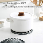 Set of 3 Silicone Trivet Mat - Hot Pot Holder Hot Pads for Table & Countertop - Trivet for Hot Dishes - Non-Slip & Heat Resistant Modern Kitchen Hot Pads for Pots & Pans, Navy Blue