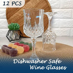 Plastic Wine Glasses, Plastic Goblets Vintage Style Cordial Unbreakable Drinking Glasses, Reusable Drinkware for Wedding Reception, Grand Event Party Supplies,Mother's Day(12, Transparent)