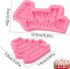 2 Pcs Birthday Cake Decoration Fondant Molds Cake Shape "Happy Birthday" Silicone Mold,for Cupcake Topper Chocolate Candy Marzipan Gum Flower Paste DIY Resin Plaster Clay Crafts