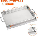 LotFun 32" x 15" Stainless Steel Cooking Griddle for Outdoor Gas Grill, Universal Griddle Flat Top Plate Insert with Grease Groove and Removable Handles for Electric/Charcoal/Gas Grill, Camping,Party